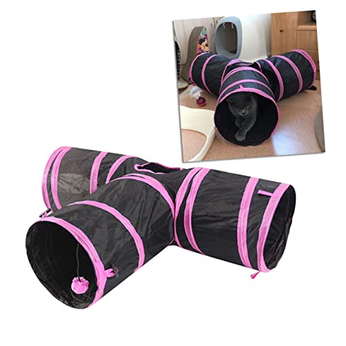 CIYODO 3 Pet-Tube- interaktives katzenspielzeug Interactive cat Toy spielsachen für Katzen interaktives cat Toys Kätzchen Tunnel für Haustiere Rosa von CIYODO
