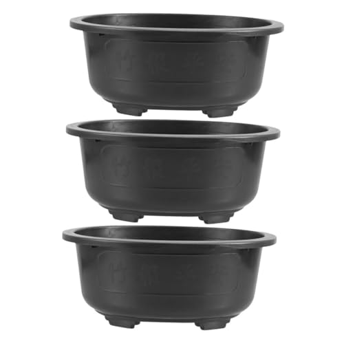 CIYODO Großer Bonsai-Topf Aus Kunststoff Oval 38,1 cm Mit Ablaufloch Für Garten Balkon Büro Pflanzen 3 Stück von CIYODO