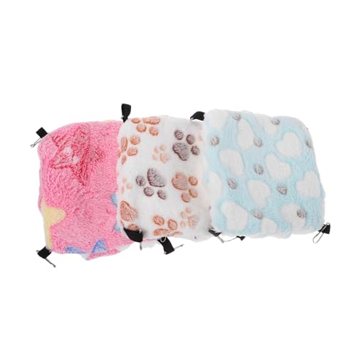 CIYODO 3 Stück Doppellagige Kleintier Hängematte Plüsch für Extra Wärme Platzsparendes Hängeschlafbett für Hamster Zuckergleiter und Eichhörnchen Komfortables Abnehmbares Schlafnest von CIYODO