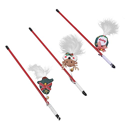 CIYODO 3stücke Katzenspielzeug Teilig Interaktive Katzenangel Mit Weihnachtsmotiven Fördert Jagdinstinkte Und Stärkt Die Bindung Zu Ihrem Haustier Für Kätzchen Und Katzen Aller von CIYODO