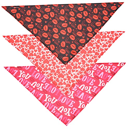 CIYODO 3 Stück Haustier-Schal Dekorationen für Hundegeburtstage Valentins-Haustier-Bandana Dog Bandana hundekleidung dreieckstücher Dreieckstuch für Hunde Hundehalstücher zum Valentinstag von CIYODO