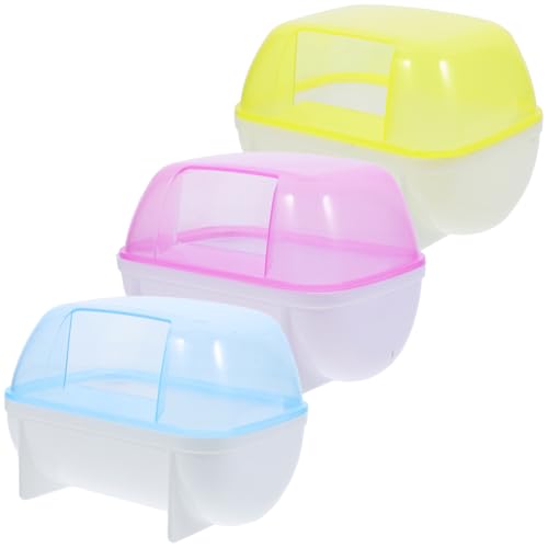 CIYODO 3 Stück Teiliges Kleintier Badezimmer Hamster Badewanne mit Sandbad für Chinchillas und Gerbils Gelb Rosa Adorable Badezimmer Zubehör für Kleintiere von CIYODO