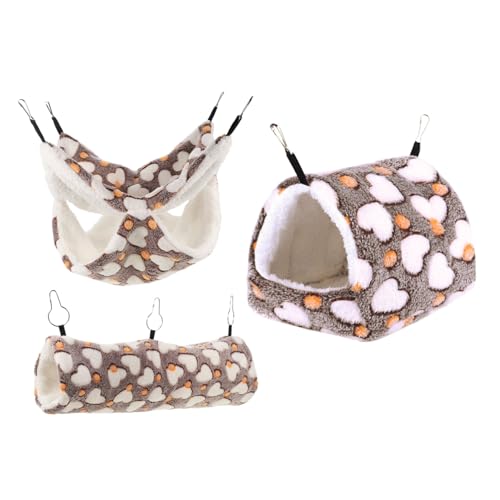 CIYODO 3 Teiliges Kleintier-wohnset aus Plüsch und Baumwolle Warmes Hängendes Hamster Frettchenbett mit Ratten-Tunnel Abnehmbar und Pflegeleicht Für Hamster Ratten Chinchillas und von CIYODO