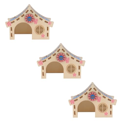 CIYODO Spielzeug Für Kleintiere Holz Hamsterhaus 3 Stücke Naturmaterial Geruchsneutral Sicher Und Langlebig Bruchfest Für Haustierhideout von CIYODO