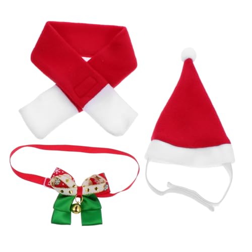 CIYODO 3St Schal mit Fliege für Haustiere hundeschal Weihnachten Dog Christmas Costume Haustier-Cosplay-Kopfbedeckung Welpen-Outfits weihnachtsdeko Weihnachtskette Weihnachtshundeschal von CIYODO