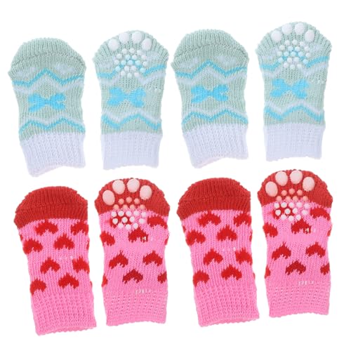 CIYODO 4 Paare rutschfeste Hundesocken aus Elastischem Material Pfotenwärmend und Schützend Geeignet für Kleine bis Große Hunde Schützt vor Kälte und Schmutz für Drinnen und Unterwegs von CIYODO