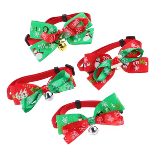 CIYODO 4 Stück Haustierhalsband Weihnachten hundehalsband Weihnachts-Hundehalsband Kätzchen-Kragen Weihnachtskatzenfliege weihnachtsdeko Haustier-Cosplay-Kopfbedeckung Haustierzubehör von CIYODO