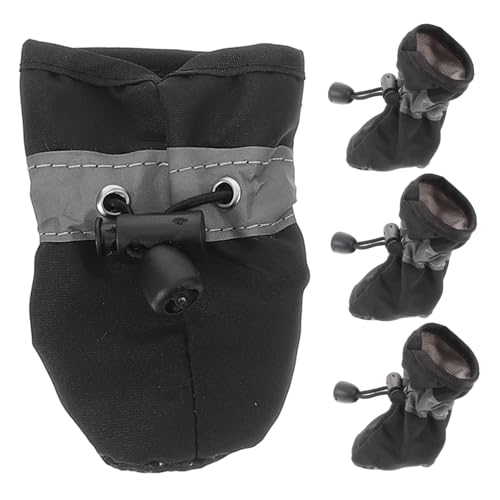CIYODO 4 Stück Hundeschuhe Haustier Nicht The prot pet Supplies ausstecher Pfote Hundewinterstiefel Non-Slip paw p Praktische Tierschuhe rutschfeste Welpenschuhe Hundestiefel Stoff Black von CIYODO