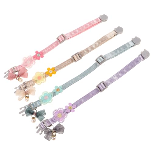 CIYODO 4 Stück Teiliges Katzenhalsband mit Verstellbarem Verschluss Süße Schleifen und Eleganter Spitzenstickerei Bunte für und Kleine Hunde Abnehmbares Sicherheits- für Alltag und CIYODO 4 Stück Teiliges Katzenhalsband mit Verstellbarem Verschluss Süße Schleifen und Eleganter Spitzenstickerei Bunte für und Kleine Hunde Abnehmbares Sicherheits- für Alltag und von CIYODO