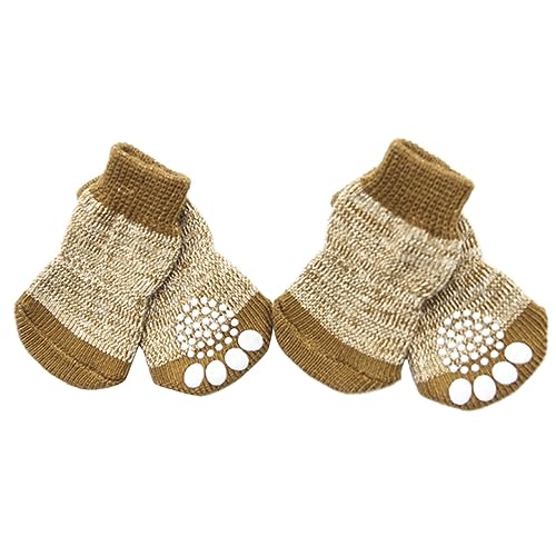 CIYODO 4 Stück rutschfeste Hundesocken Atmungsaktive Baumwollsocken für Haustiere rutschfest und Bequem für Innenbereich für und Glatten Böden von CIYODO