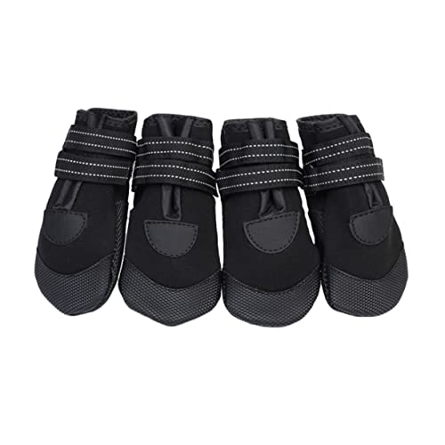 CIYODO 4stücke wasserdichte Winter-hundeschuhe Für Kleine Hunde Wärmeisolierende rutschfeste Und Reflektierende Boots Pfotenschutz Für Outdoor-aktivitäten Regen Schwarz von CIYODO