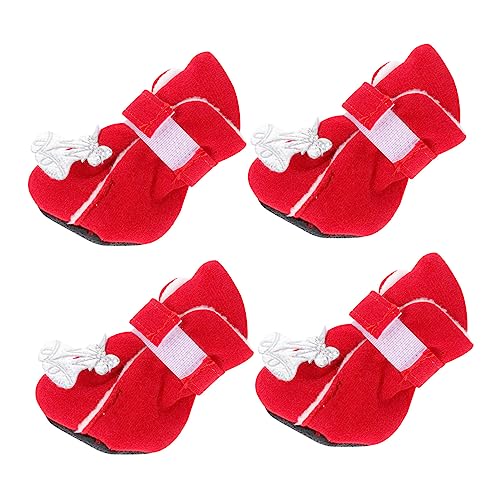 CIYODO Warme Haustierschuhe Hundestiefel Ohne Sohle 4 Paar Weihnachts-hundeschuhe Für Welpen Weich Und Bequem Für Die Kalte Jahreszeit von CIYODO