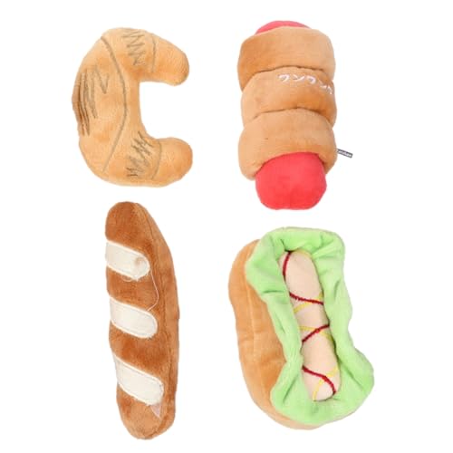 CIYODO 4Stücke Interaktive Gefüllte Hundespielzeuge Plüschspielzeug Für Hunde Und Katzen Quietschspielzeug Lebensmittel Form Hamburger Wurst Baguette Croissant CIYODO 4Stücke Interaktive Gefüllte Hundespielzeuge Plüschspielzeug Für Hunde Und Katzen Quietschspielzeug Lebensmittel Form Hamburger Wurst Baguette Croissant von CIYODO