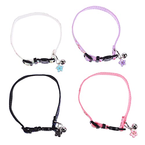 CIYODO 4stücke Teiliges Einstellbares Katzenhalsband Mit Bunten Blumen Sicherer Verschluss Und Atmungsaktiv Für Kätzchen Und Kleine Katzen Glocke von CIYODO