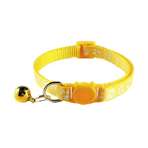 CIYODO 5 Stück Katzenhalsband mit Glocke Verstellbar Langlebig Praktische Haustieraccessoires für Katzen und Kätzchen Gelb Schwarz Himmelblau Hellgrün von CIYODO