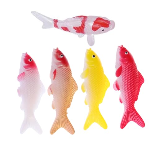 CIYODO 5 Stück Schwimmende Koi-Fisch Deko Realistische Plastik Goldfische Künstliche Karpfen Figuren Aquarium Ornamente für Fischbecken Wohnzimmer Party von CIYODO