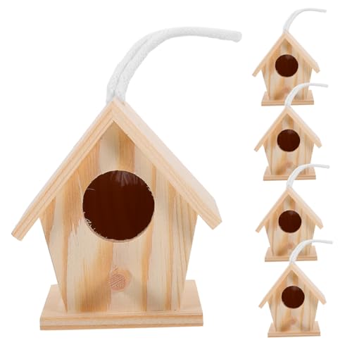 CIYODO Künstliches Vogelhaus-Set 5-teilig Dekorative Vogelnester Aus Holz Für Zimmer Garten Hochzeit Party Basteln Foto-Requisite Zufällige Farbe von CIYODO