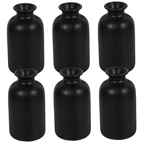 CIYODO 6 Stück Balkonvase Wasserpflanzentopf Dekoration Terrassenpflanzgefäße Tulpenvase Garten Selbstbeige Kleine Blaue Blumentöpfe Trendige Mini Verspflanzen Terrakotta Töpfe von CIYODO