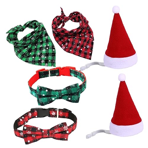 CIYODO 6St Haustier-Weihnachtsset hochstihl Hochwertige Verarbeitung Weihnachtskragen für Haustiere Haustierhut Halsband Hund Halskette Dreieckstuch für Haustiere Krawatte einstellen von CIYODO