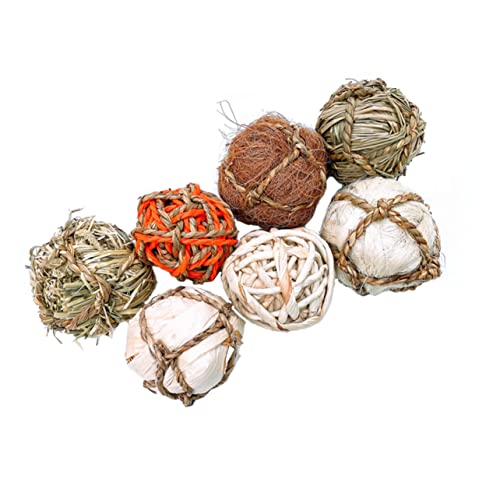CIYODO 7 Stück Vogel-kauspielzeugbälle Haustier-Kaninchen-strohball-Spielzeug Haustier-backenzahn-Spielzeug Für Papageien Und Kleintiere von CIYODO