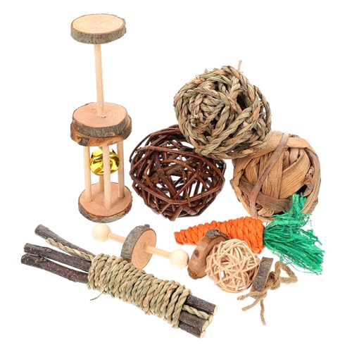 CIYODO 9Stücke Teiliges Kauspielzeug Für Kleine Haustiere Holzspielzeug Für Hamster Und Meerschweinchen Zahnpflege Und Beschäftigungsspielzeug Für Nager von CIYODO