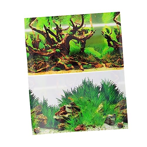 CIYODO Aquarium Hintergrundfolie Doppelseitig Bedruckt Wasserfester Aufkleber mit Algenzweig Stilvolle Dekoration für Fischbecken und Aufzuchtbecken von CIYODO