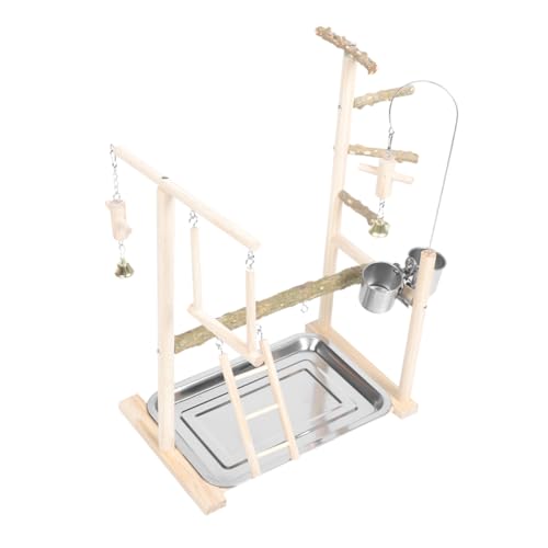 CIYODO Bird Interactive Spielstand aus Holz Stabiler Bodenbasis für Cockatiels und Wellensittiche Vogelspielplattform für Vogelschutz von CIYODO