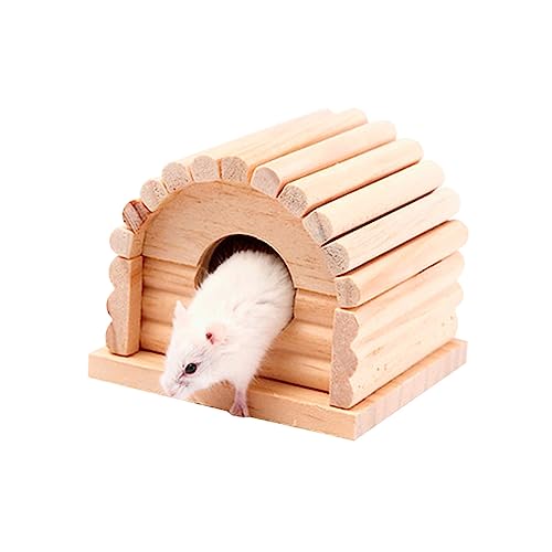 CIYODO Kleintierhaus Aus Holz Versteck Für Hamster Mäuse Und Igel Natürliches Unbeschichtetes Material Spielhaus Mit Rundloch Sicherer Rückzugsort Für Kleine Haustiere von CIYODO