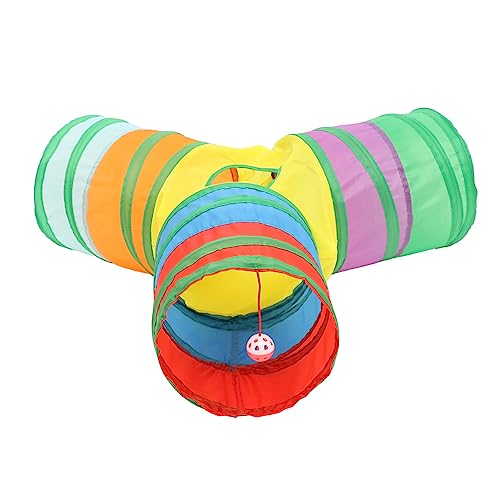 CIYODO Bunter Faltbarer Katzen Spieltunnel aus Strapazierfähigem Polyester Robuster Katzentunnel für Drinnen und Draußen Vielseitiges Kätzchenspielzeug Platzsparend und Leicht zu von CIYODO