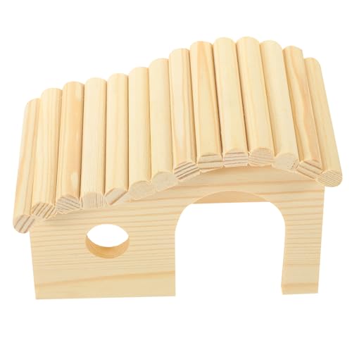 CIYODO Naturholz Hamsterhaus Kleintier Spielhaus Für Hamster Mäuse Rennmäuse Mit Schlafnest Balkon Versteckkäfig von CIYODO