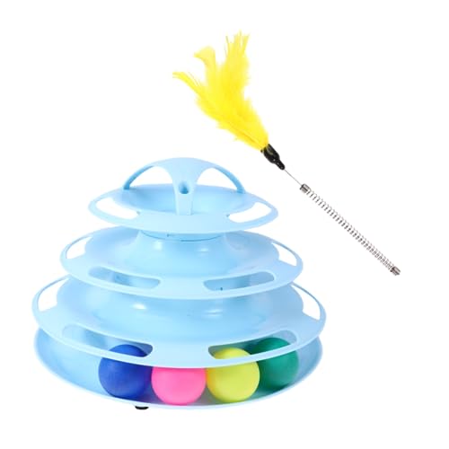 CIYODO Drehteller- Spielzeugkatzen Kätzchen interaktives Katzen-Puzzlespielzeug Bewegungsbedürfnisse von Haustieren Katzenspuren Pet-Ball- Blau von CIYODO