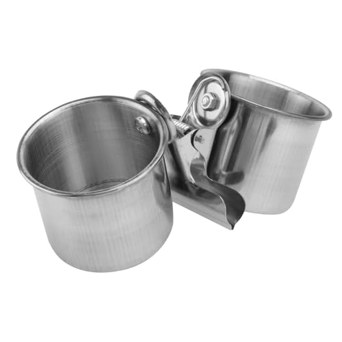 CIYODO Edelstahl Futter und Wassernapf für Vögel Doppelbecher mit Clip Langlebiger Parrot Bird Feeder Geeignet für Vogelkäfig Leicht zu Reinigen und Tragbar von CIYODO