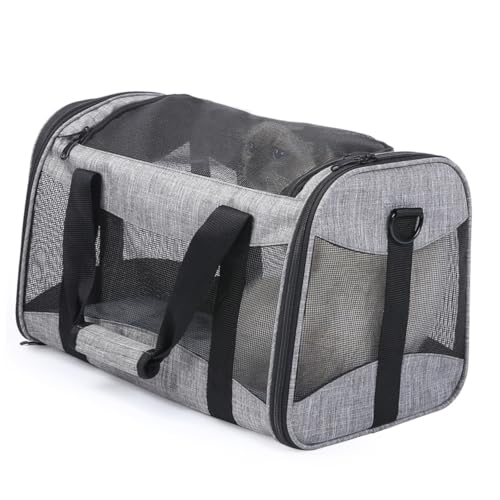 CIYODO Faltbare Haustasche Transportbox für Katze Reisetasche für Katzen Hundetasche Haustiertasche Atmungsaktiv Reisen wanderrucksäcke Haustierträger Reisetasche für Haustiere Grau von CIYODO