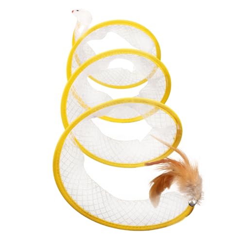 CIYODO Faltbarer Katzentunnel mit Buntem und Federdesign Großer Katzen Spieltunnel Krallen und Springen Interaktives Katzenspielzeug zur Beschäftigung und Bewegung von Katzen von CIYODO