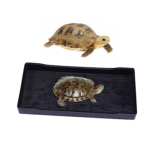 CIYODO Futternapf Für Schildkröten Bades Zeug Einweichen Wasser Turtle Feeder Trinken Fütterung Schüsseln Reptilienbad Reptilienschale Schildkrötenbad Essen Klein Bartagame-Pool Black von CIYODO