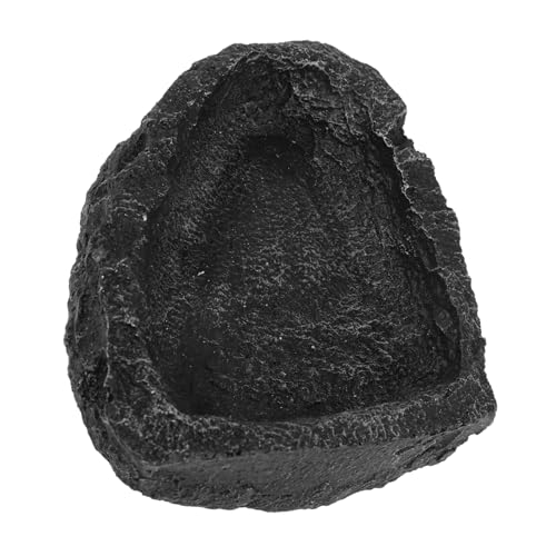 CIYODO Futterstelle für Schildkröten Futterspender Reptilien Eidechsenbecken Fütterung Wassernapf Reptil Futter Schale Wasserschale Futternapf für Terrarien Eidechsenschale Harz Dark Grey von CIYODO