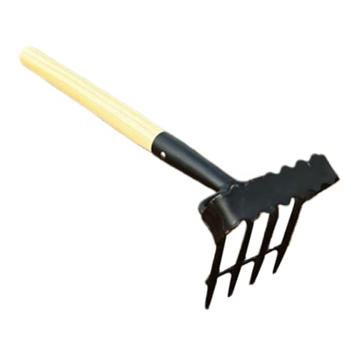 CIYODO Gartenwerkzeug Kleiner Handrechen Rechen Für Die Gartenarbeit Holzgriff Hacke Bodenlockerungsrechen von CIYODO