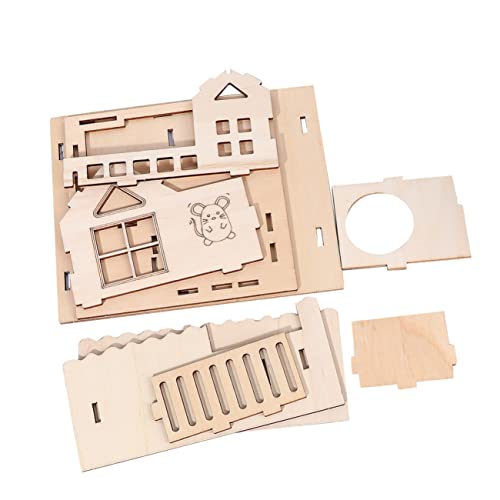 CIYODO Hamster- -Villa Hamsterhaus Holzhaus für Hamster Meerschweinchenhaus Hamsterlaufstall Spielset aus Holz Spielzeuge Hamsterspielzeug aus Holz Haustierhaus Protokoll Zubehör Käfig von CIYODO