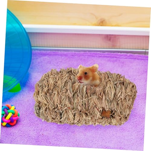 CIYODO Hamster Strohtunnel Versteck Haus aus Natürlichem Material Kleines Hamsterversteck für Kleintiere Wie Meerschweinchen und Chinchillas Stressreduzierendes Hamsterheim von CIYODO