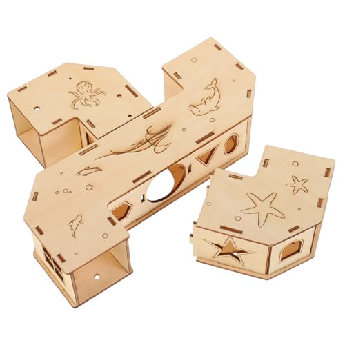 CIYODO Hamster Tunnel aus Holz Kreatives Labyrinthspielzeug für Kleine Haustiere Fördert Bewegung und Aktivität Geeignet für Hamster Rennmäuse Chinchillas Langlebig und Leicht zu von CIYODO