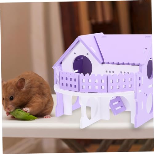 CIYODO Hamsterhaus aus Stabilem PVC Kleines Kleintier Versteck mit Stilvollem Design Geräumige Villa für Hamster und Meerschweinchen Langlebiges Häuschen Modischem Weiß für Käfigdekor von CIYODO