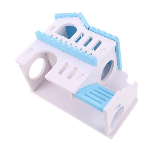 CIYODO Hamsterversteck Haus Doppelstock Design Holz Haustiervilla mit Balkon für Hamster Meerschweinchen Kleintiere Gemütliches Versteck und Spielplatz von CIYODO