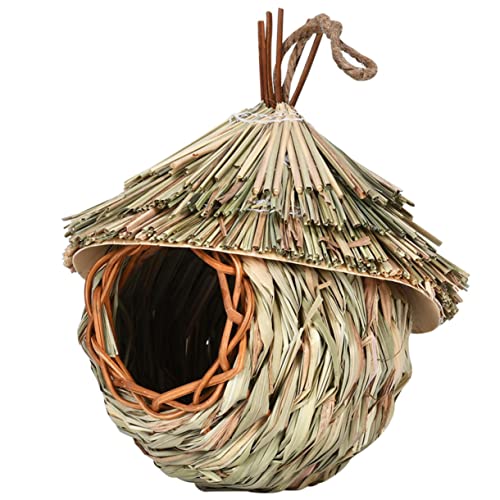CIYODO Handgewebtes Vogelhaus aus Gras Verschleißfestes Nistplatz für Draußen für Aufzuhängen Perfektes Gartendekor für Kleine von CIYODO