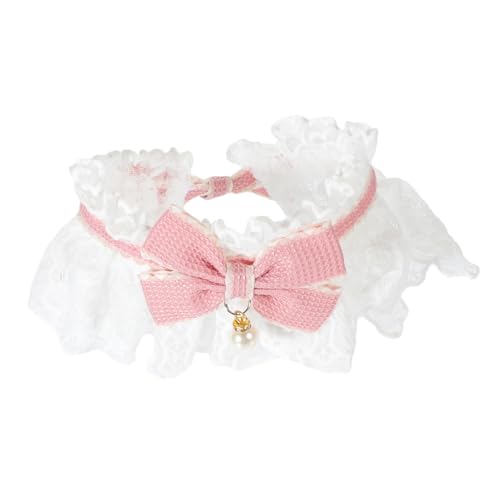 CIYODO Hochzeitshalsband für Haustiere entzückendes Spitzenhalsband für Kätzchen mit Schleife dekoratives Haustierhalsband M für Feiertage Katzenhalsbänder Foto-Requisiten von CIYODO