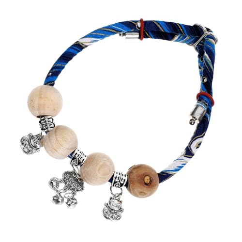 CIYODO Haustierhalsband Katzenkragen mit Glocken süßes Katzenhalsband Kleiner Katzenkragen süßes Kätzchen Schild holzperlen abbrechbares Katzenhalsband Kamerahalsband für Katzen Baumwolle von CIYODO