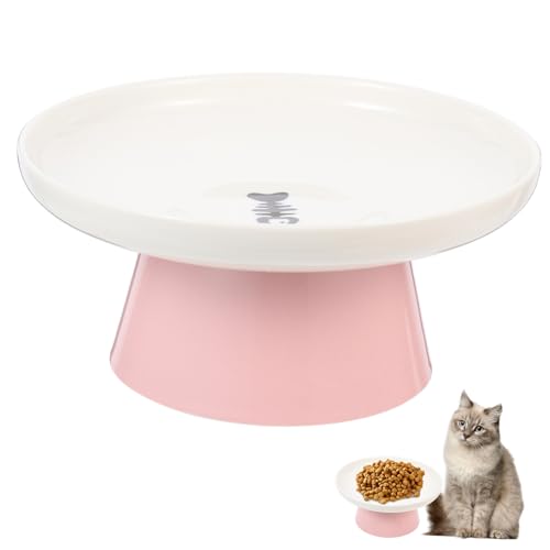 CIYODO Hohe Katzen Schale Zubehörfach Heimspender pet Water Bowl katzenfutter schüssel Katzennapf Hundenäpfe Katzenfutterspender aus Keramik Heimtierbedarf Nackenschutz Fressnapf Kätzchen von CIYODO