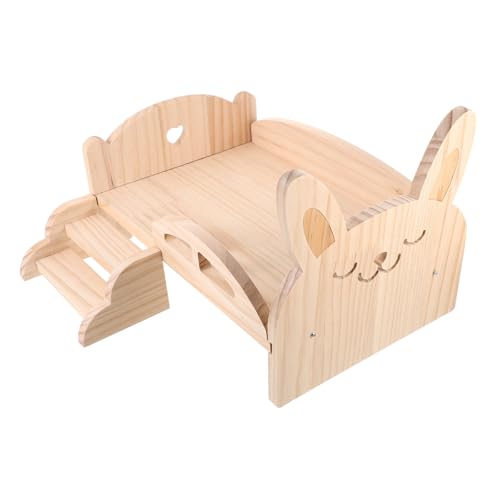 CIYODO Holz Hamsterbett mit Treppe Stabiler Kleintier Schlafplatz für Meerschweinchen Chinchillas und Hamster zu Montieren Multifunktional für Schlafen von CIYODO
