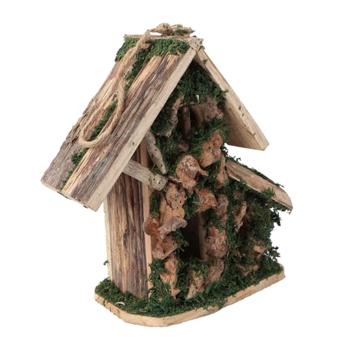 CIYODO Holzhäuschen für Handgefertigtes Vogelhaus aus Kastanienholz Hängend für Garten Outdoor Dekoration Gemütliches Vogel Nest für Kleine und Nager Einzigartiges Design von CIYODO