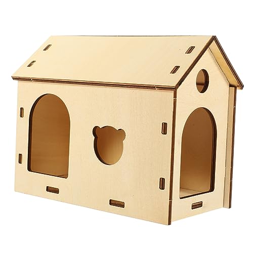 CIYODO Hamster Haus Holz Für Kleine Haustiere Natürliche Holzversteck Für Hamster Und Chinchillas Komfortables Nest Zum Entspannen Und Schlafen DIY Spielzeug Für Hamsterkäfig von CIYODO