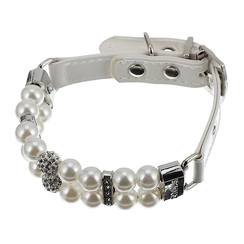 CIYODO Hund perlenhalsband zughalsband für große Hunde Handgefertigtes Hundehalsband kleine Leine Halskette mit Hundeperlen Halsketten Perlenkette aus Katzenimitationsperlen Pu von CIYODO